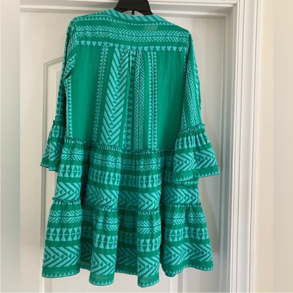 Anthropologie Devotion Twins Green embroidered Ella Tunic Patterned Dress Size M - Picture 5 of 12